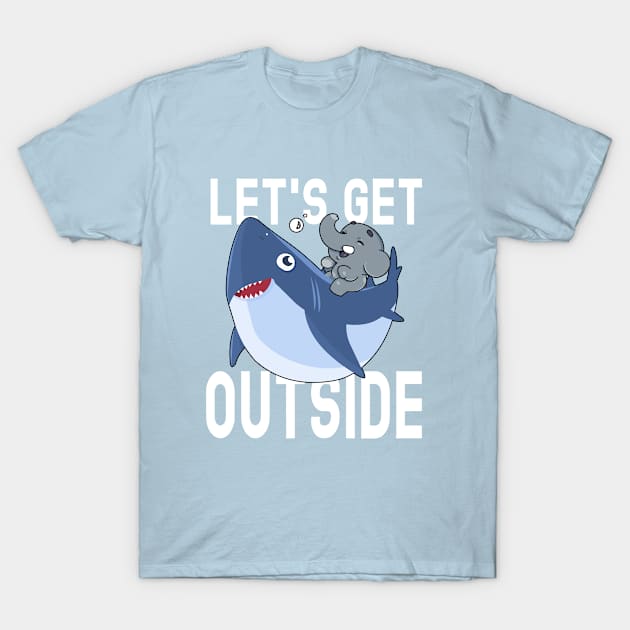 Let's Get Outside and Play Elephant and Shark Go for a Ride T-Shirt by Dad and Co